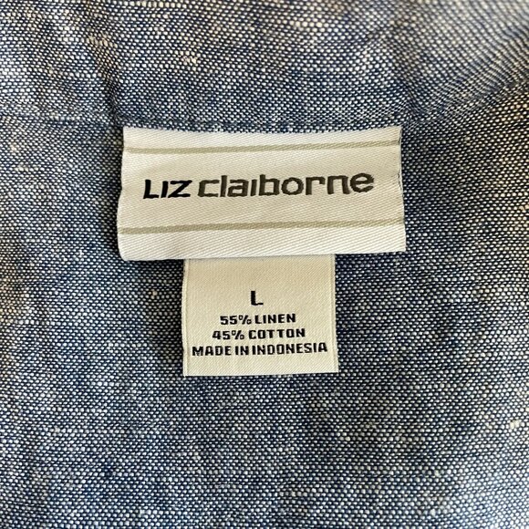 Liz Claiborne Blue V-Neck Sleeveless Dress With Belt Size L - Picture 4 of 4